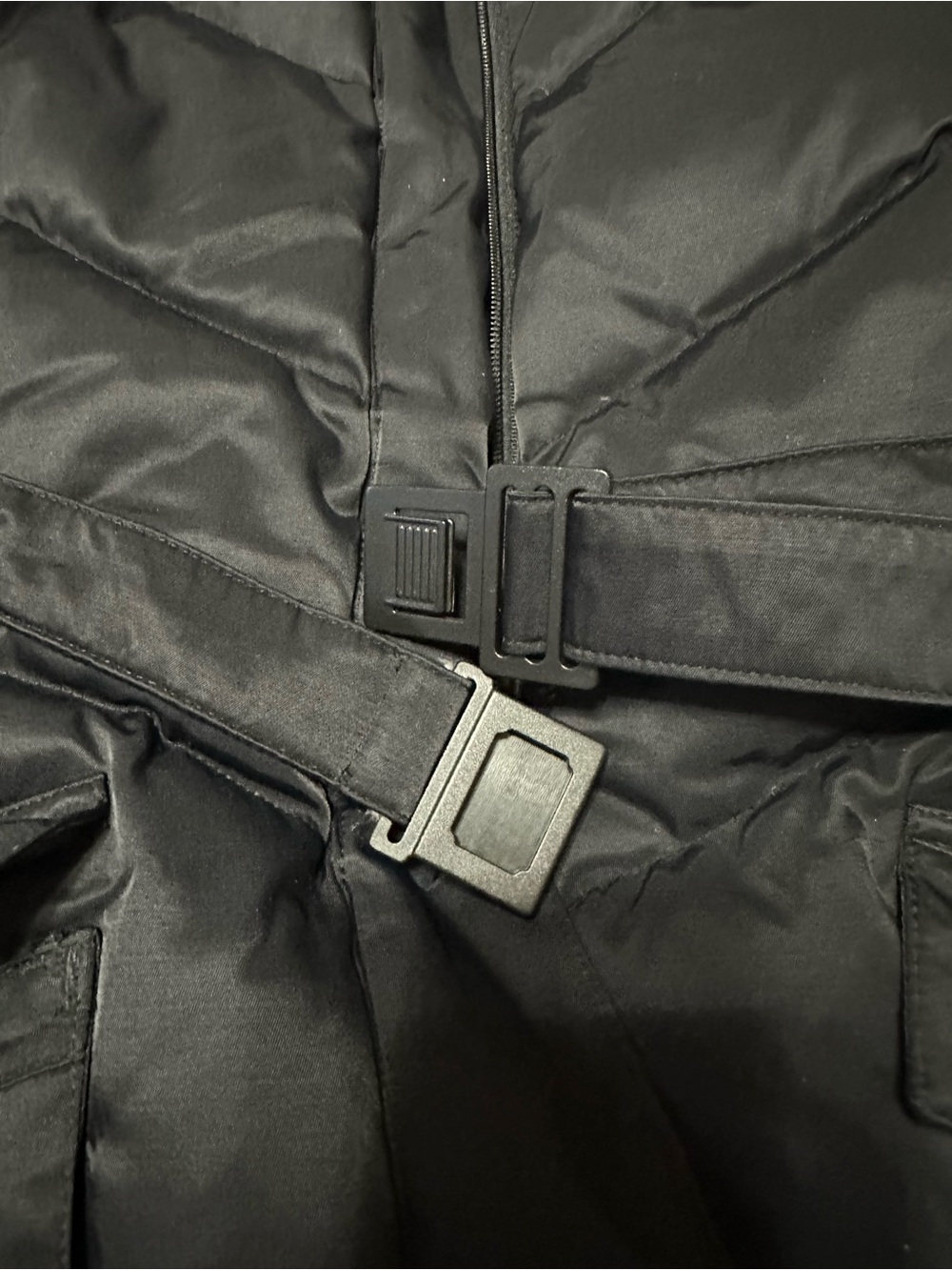 Adidas Black Quilted Belted Puffer Coat with Hood - Picture 8 of 14